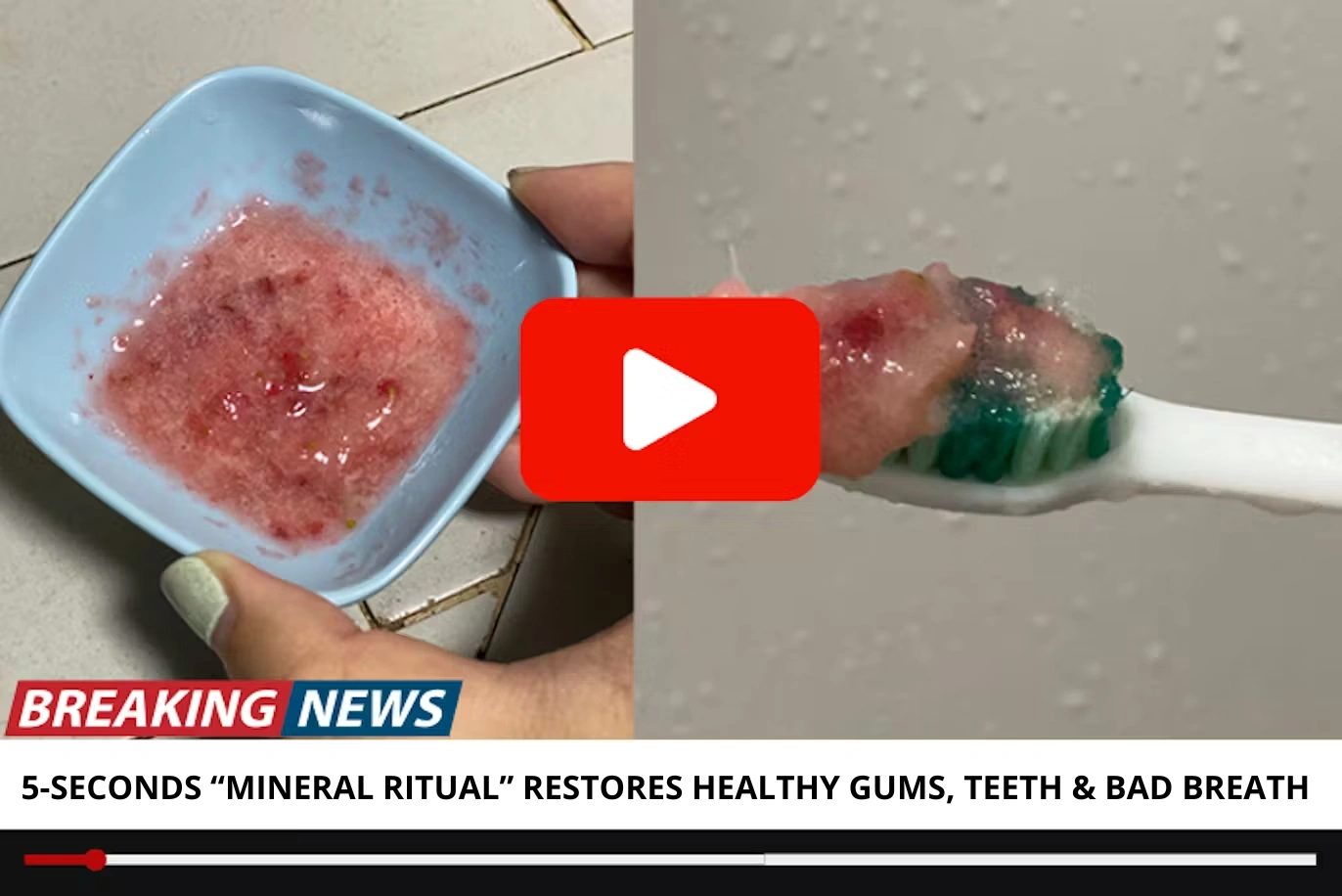 Video thumbnail showing a toothbrush with a red substance